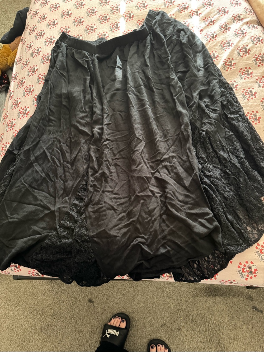 torrid Black Maxi Skirt with Lace Panels